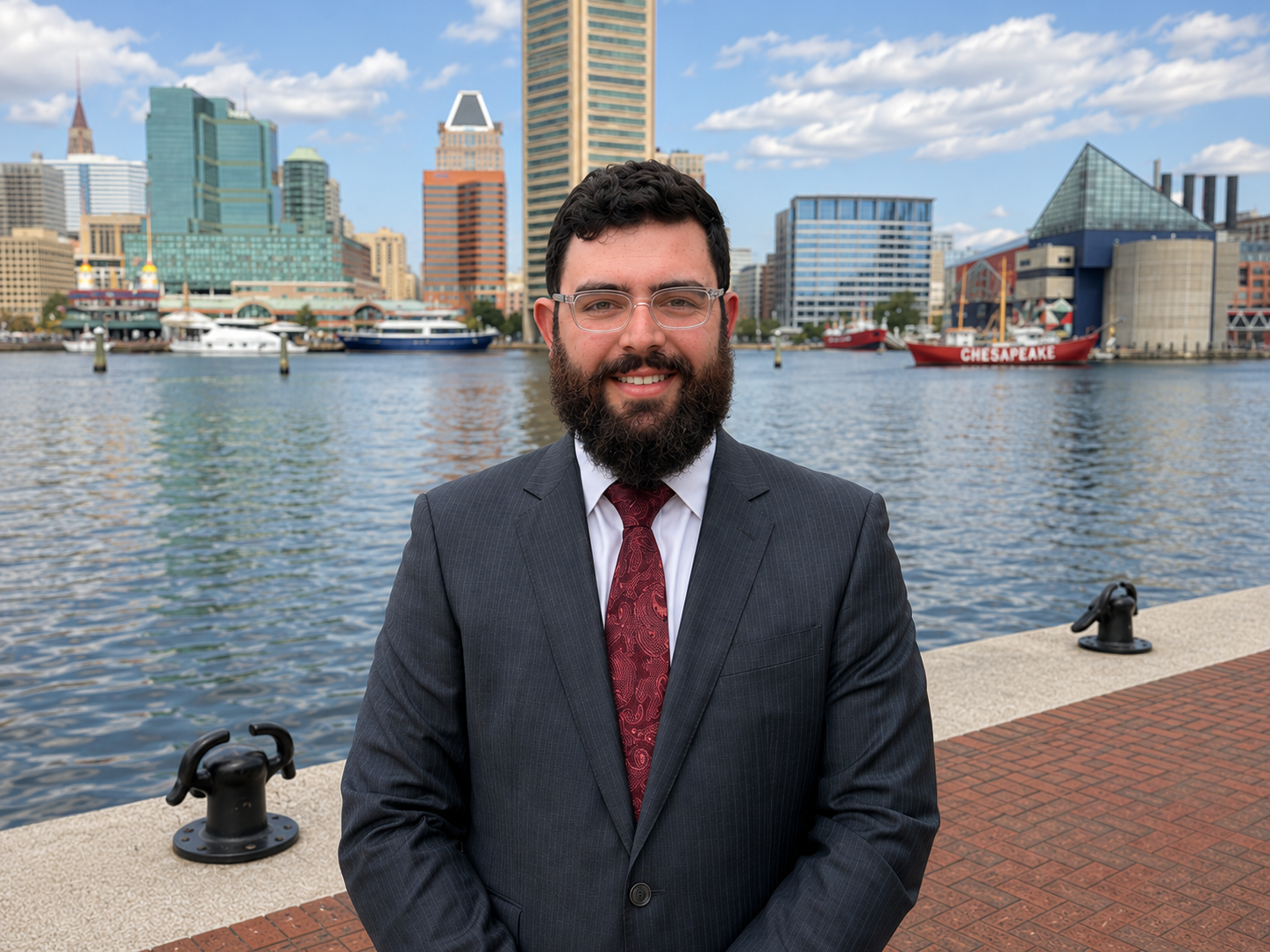 Noah Kane, Maryland FCRA and consumer protection lawyer, at Baltimore's Inner Harbor